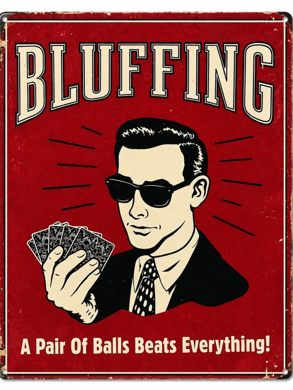 NEW Bluffing Metal Sign